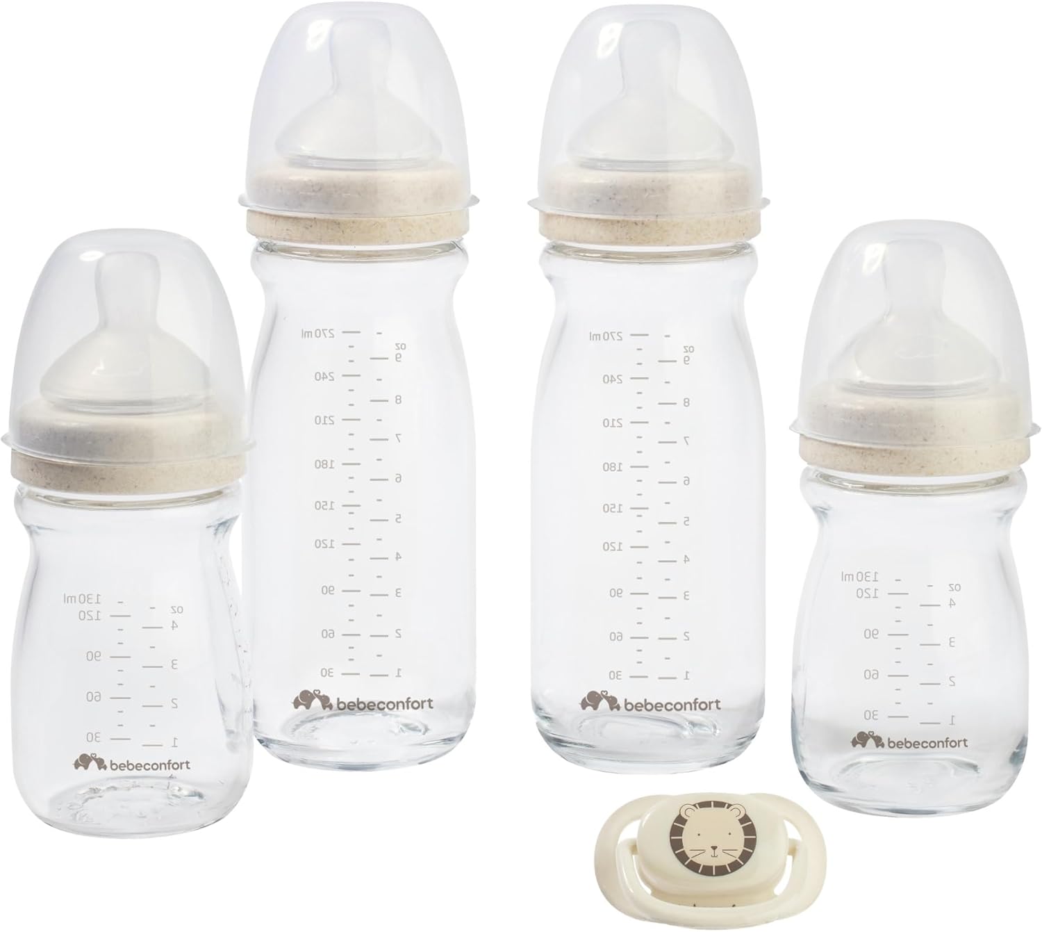 Bebeconfort Physio Air Care Glass Bottle Kit - Anti-Colic Glass Baby Bottles