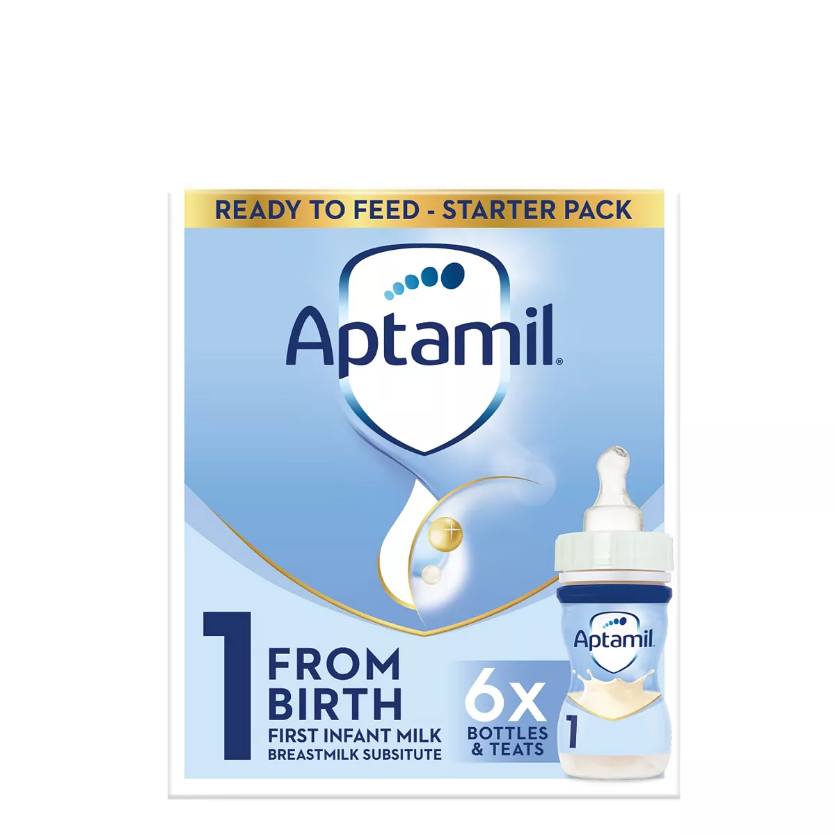 Aptamil 1 First Infant Baby Milk Liquid Formula Starter Pack Ready to Feed From Birth 6x70 ml