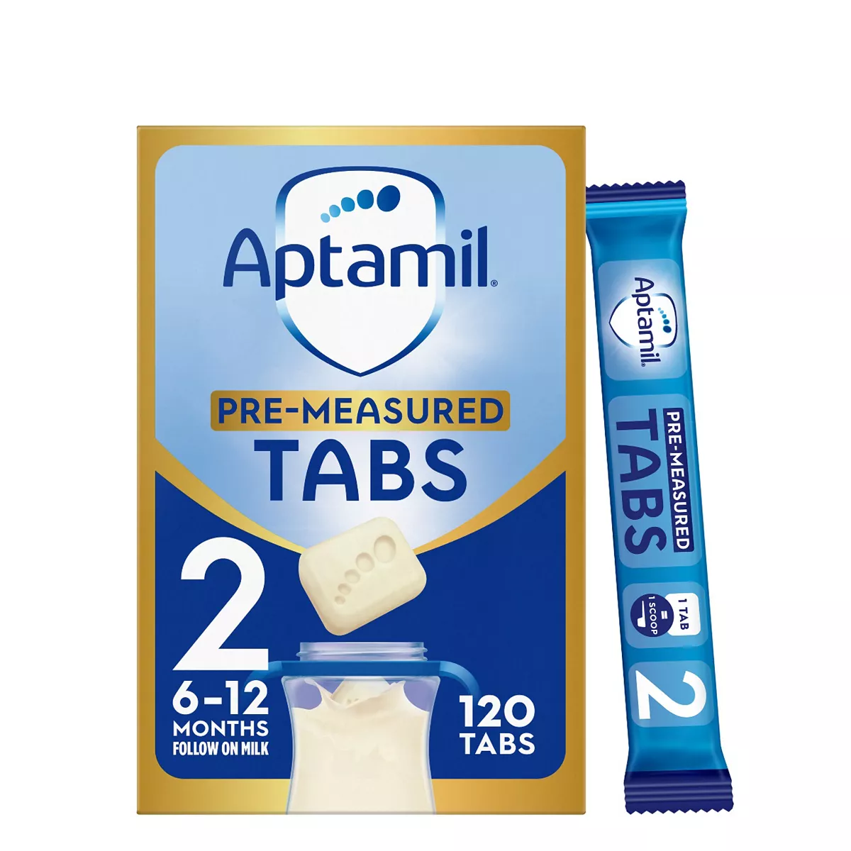 Aptamil 2 Follow On Baby Milk Formula Pre-Measured Tablets 6-12 Months 120 Tabs 1 Tab Equals 1 Scoop
