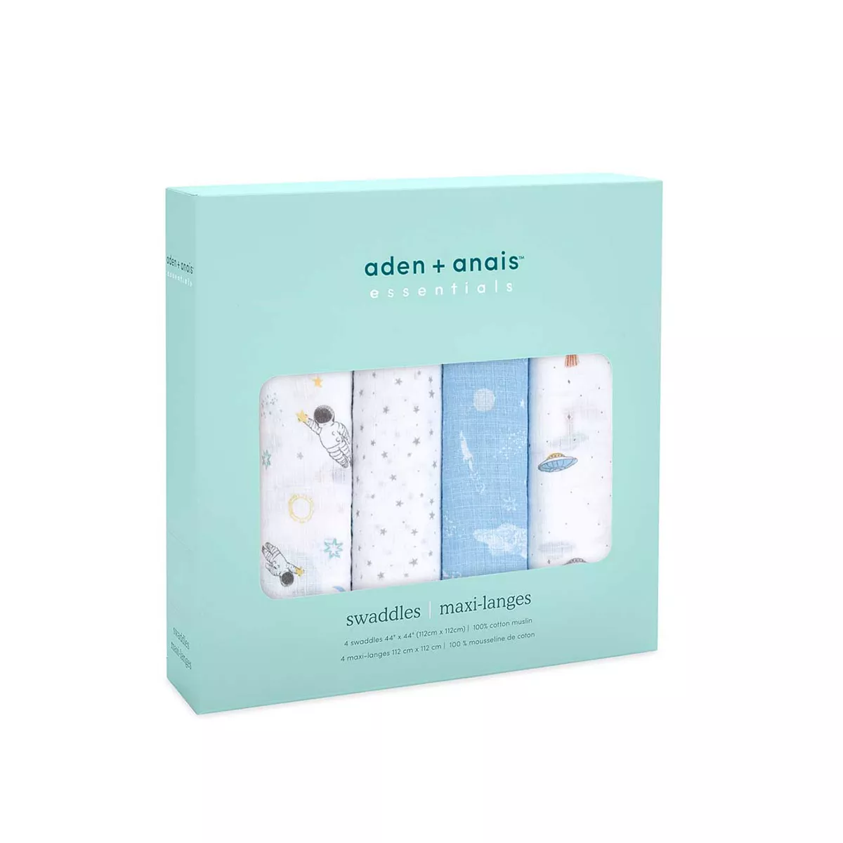 aden + anais™ Essentials Cotton Muslin 4 Pack Swaddle Blanket - Space Explorers