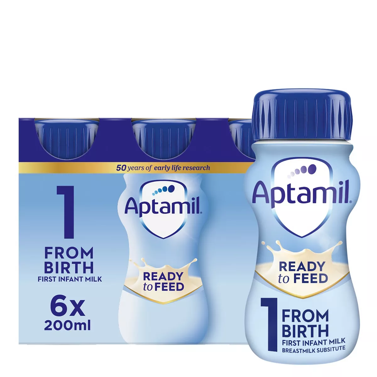 Aptamil 1 First Infant Baby Milk Liquid Formula Ready To Feed Multipack From Birth 6x200ml