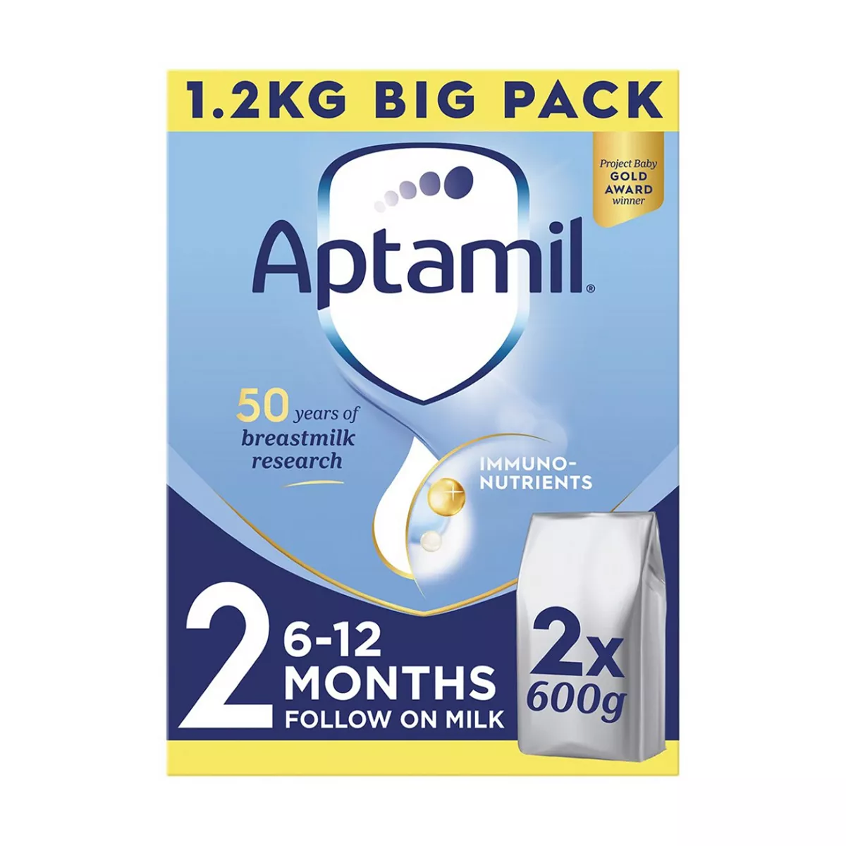 Aptamil 2 Follow On Baby Milk Formula Powder 6-12 Months Big Pack 1.2kg