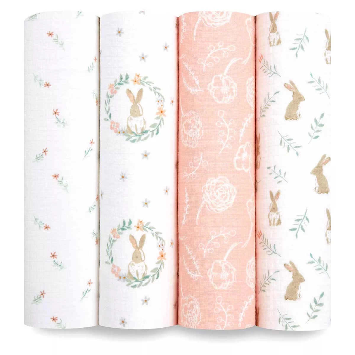 Aden + Anais Essentials Cotton Muslin Swaddle Blankets Blushing Bunnies