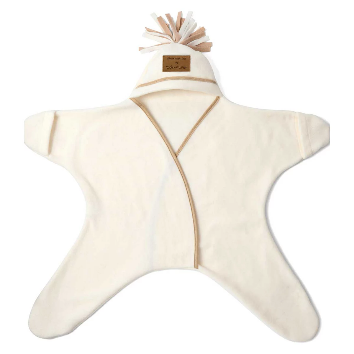 Clair de Lune Star Fleece Baby Wrap Blanket (Cream) (0-6 months)