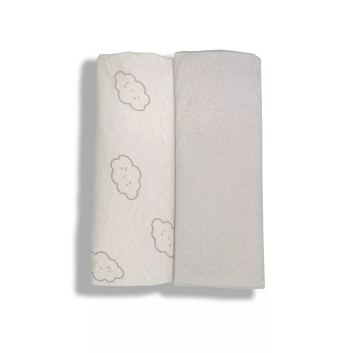 Maybe Baby Grey And Cloud Fitted Bedside Crib Sheets 2s