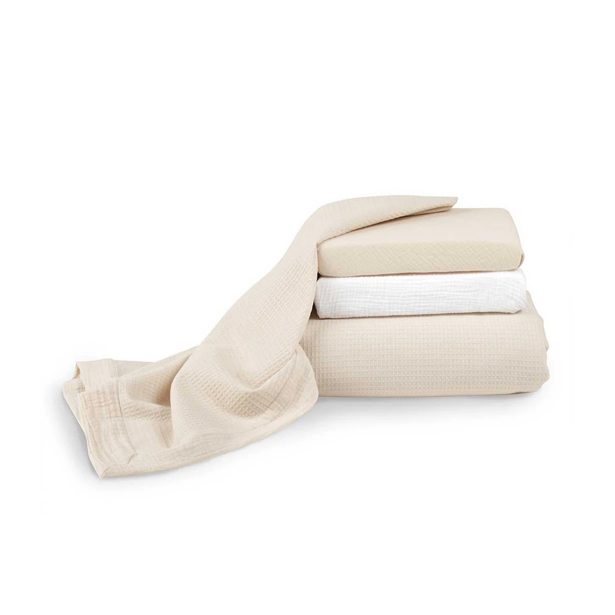 Cuddleco 4 Piece Cot Bedding Set Cashmere Waffle