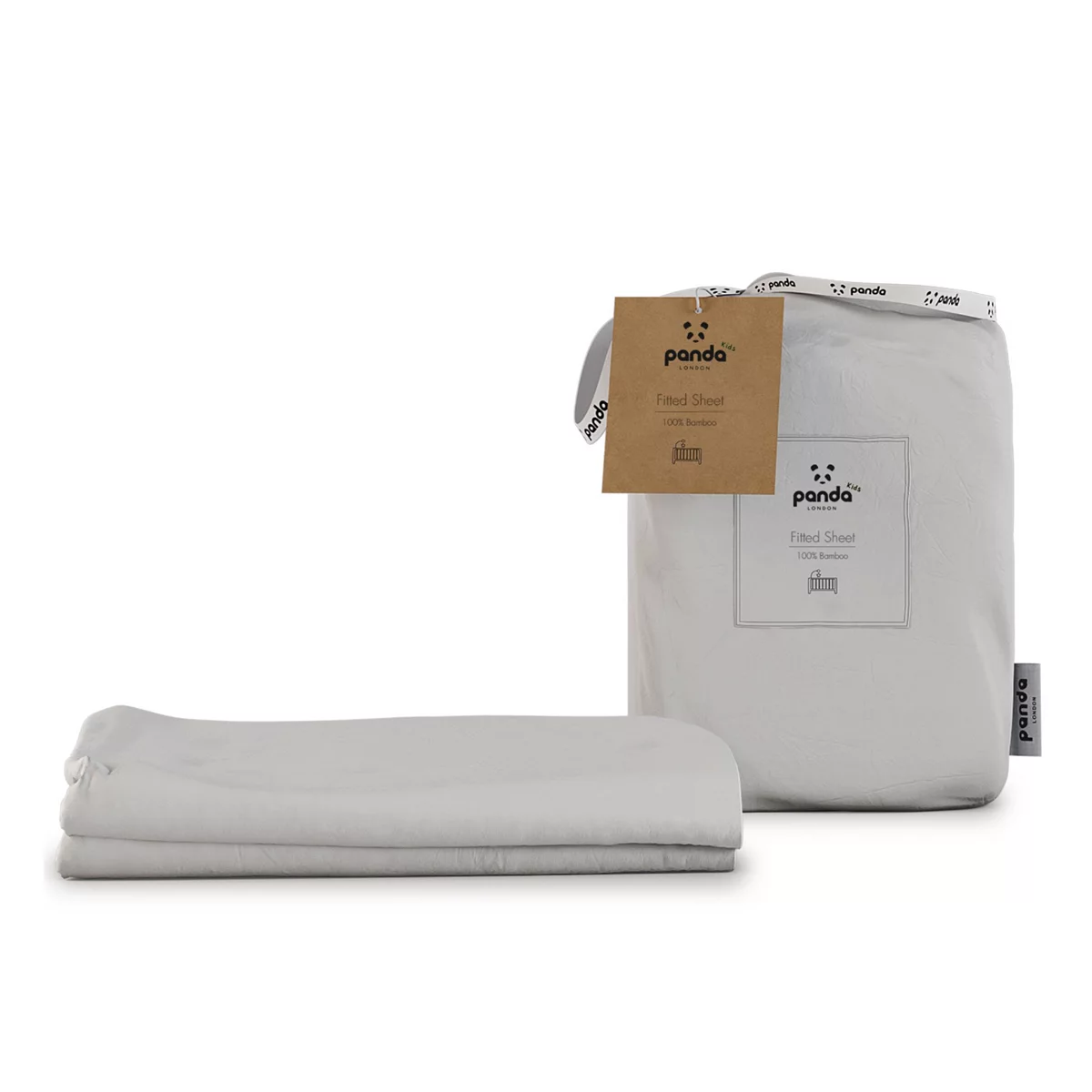Panda Kids Bamboo Cot Fitted Sheet Pure White 2 Pack