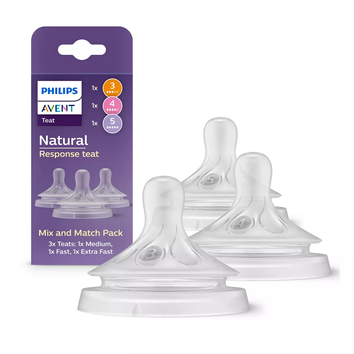 Philips Avent Natural Response Mix And Match Teat Pack 3 Teats SCY960/03