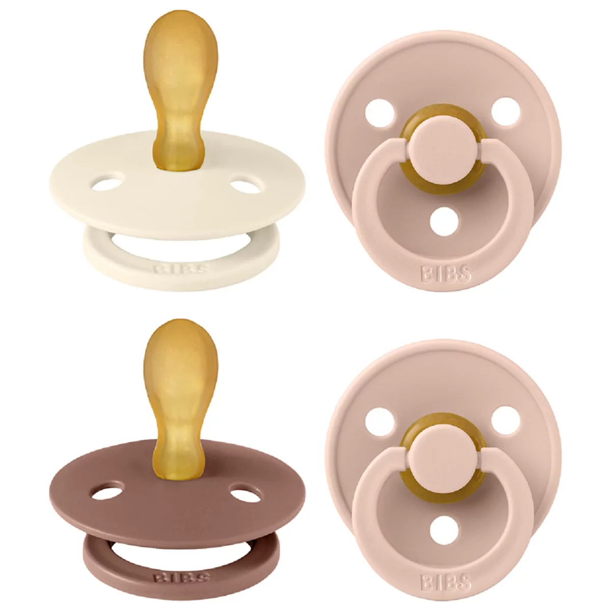 BIBS Soothers - Cloud Mix - Size 2 - Symmetrical Latex Nipple - 4 Pack