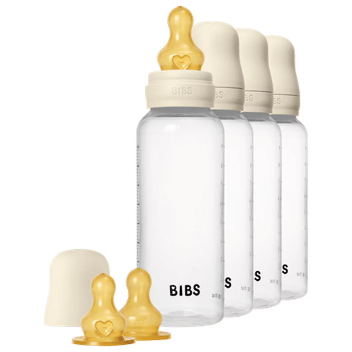 BIBS Baby Bottle Round Latex - 150 ml Ivory - 4 pack
