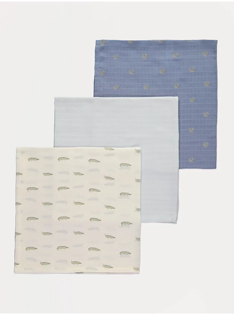 Blue Safari Muslin Squares 3 Pack