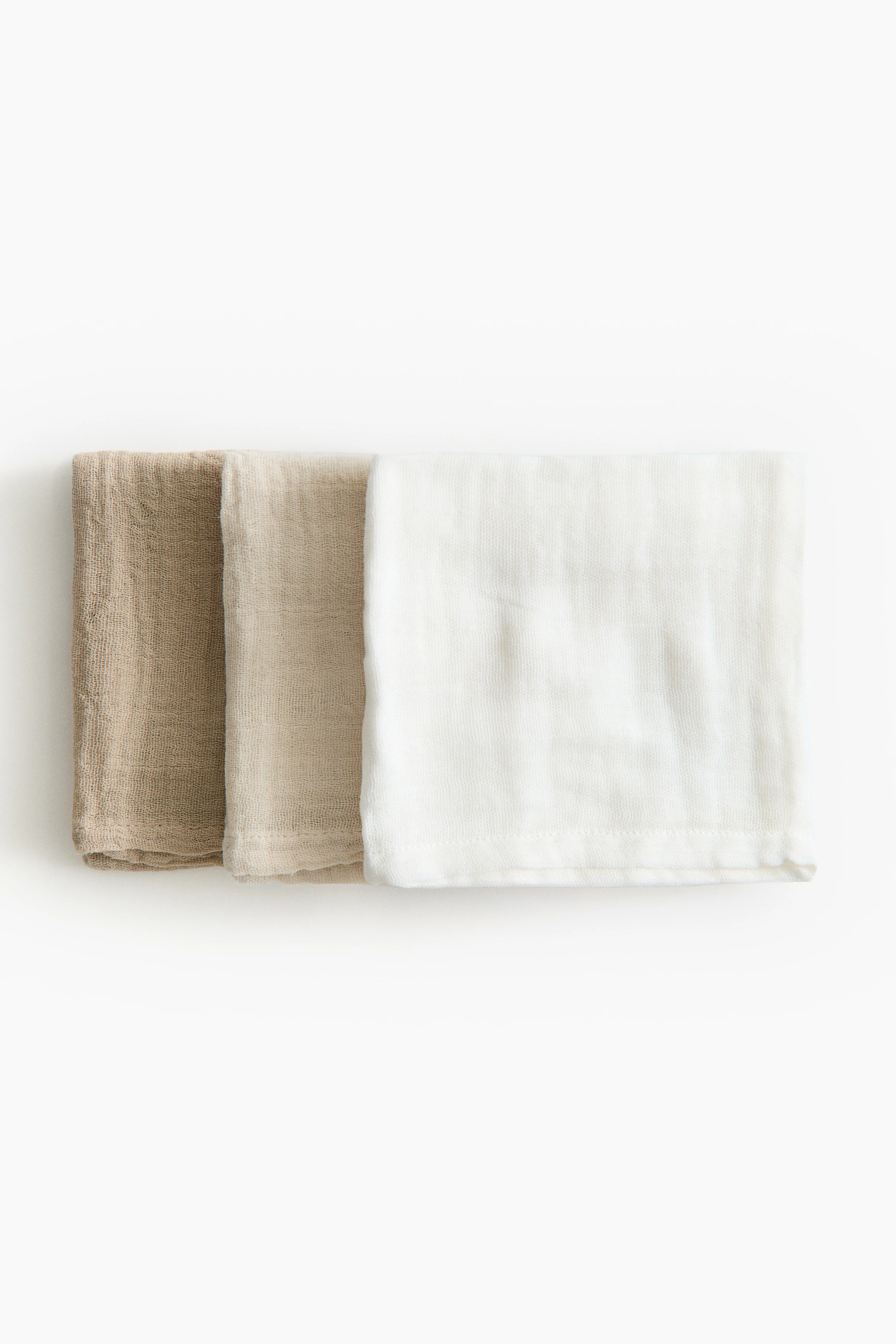 3-pack muslin cloths — Beige/White