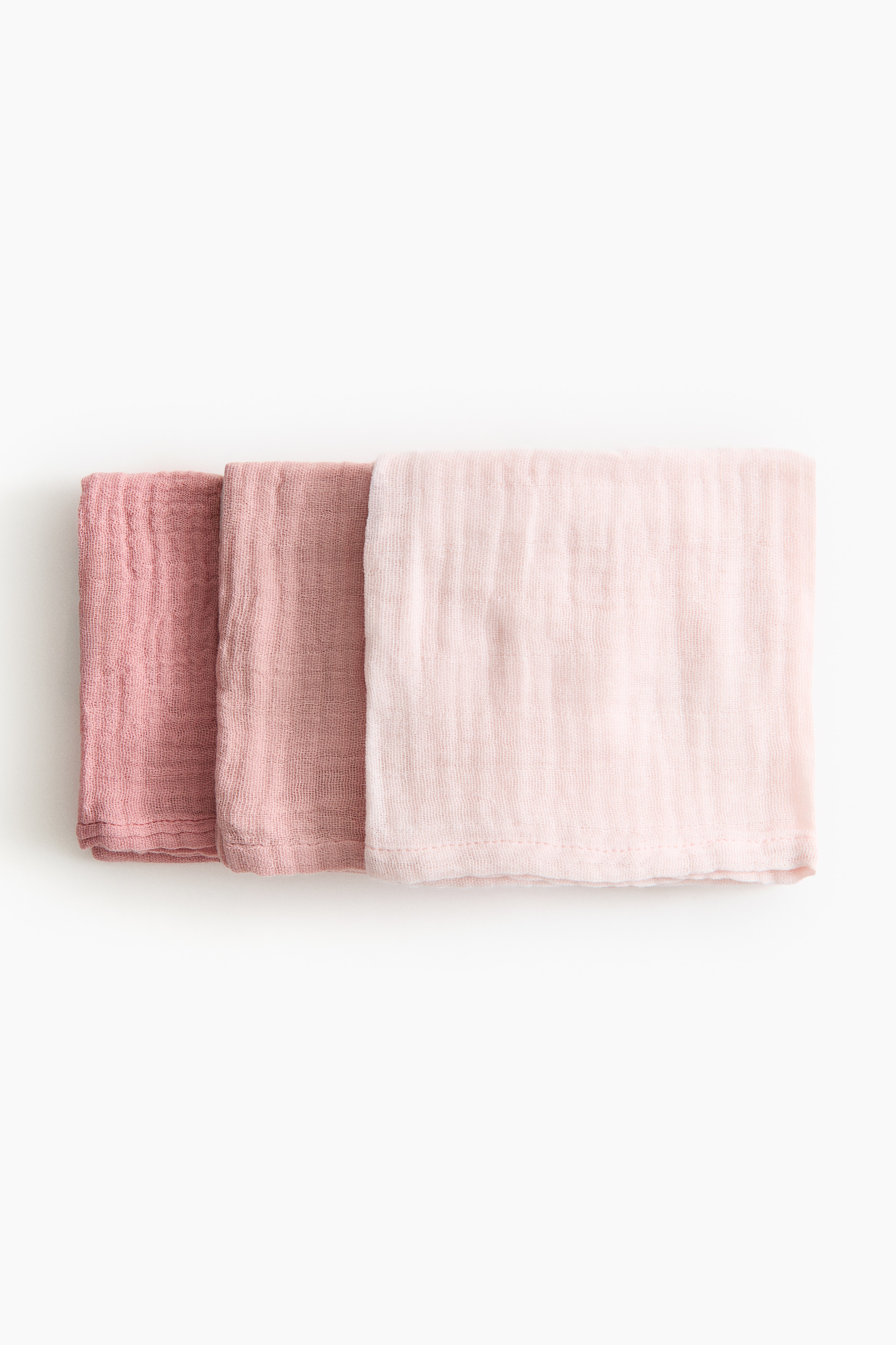 3-pack muslin cloths — Powder pink/Old rose