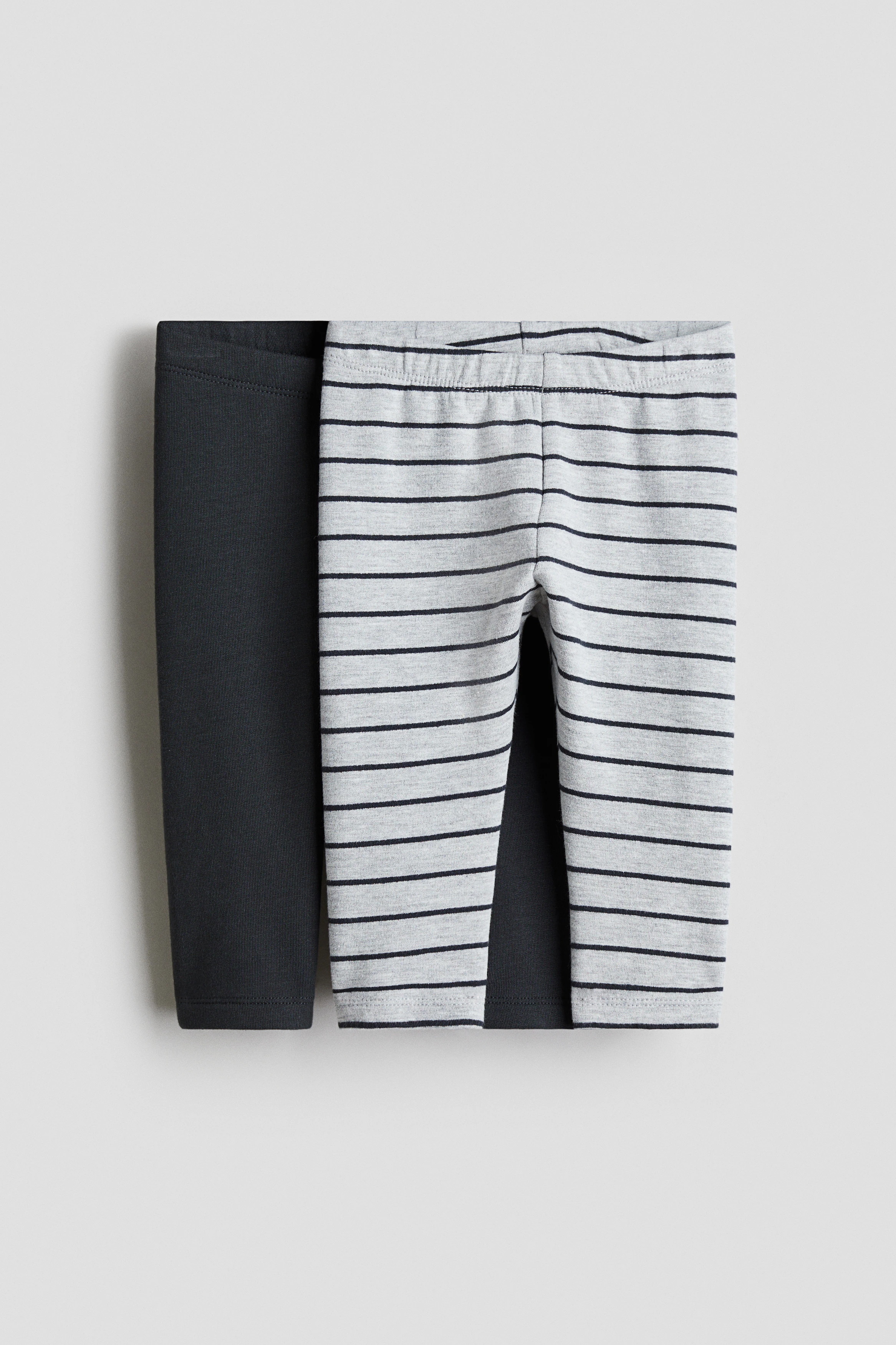 2-pack cotton leggings with brushed inside — Dark grey/Grey