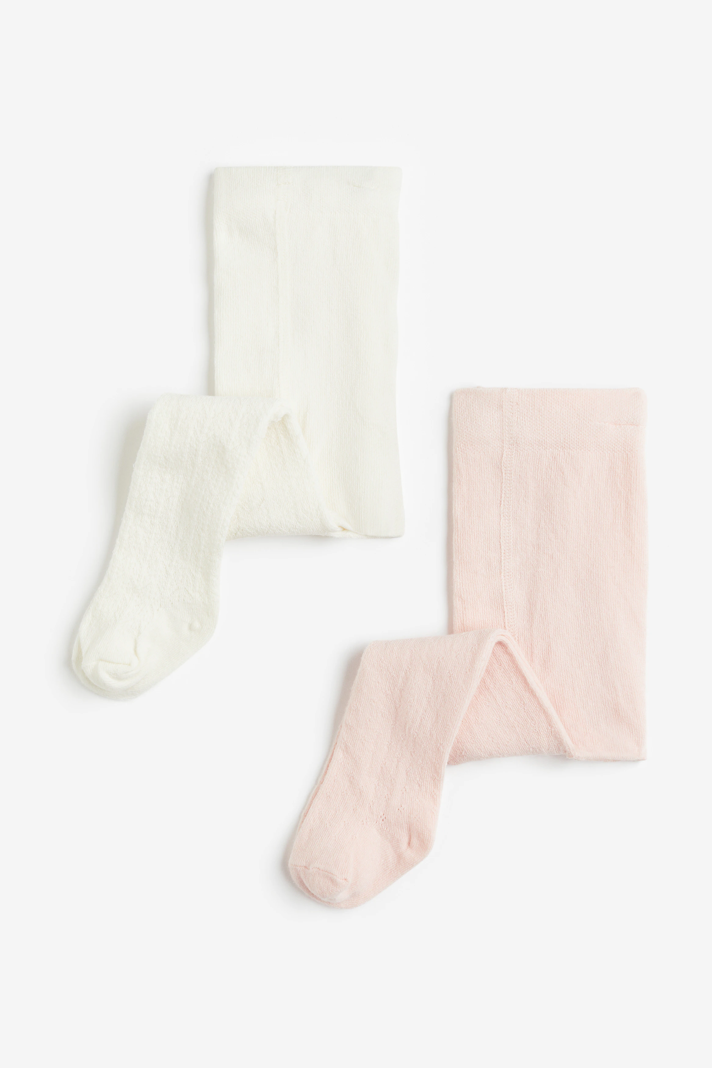 2-pack textured-knit tights — Light pink/White
