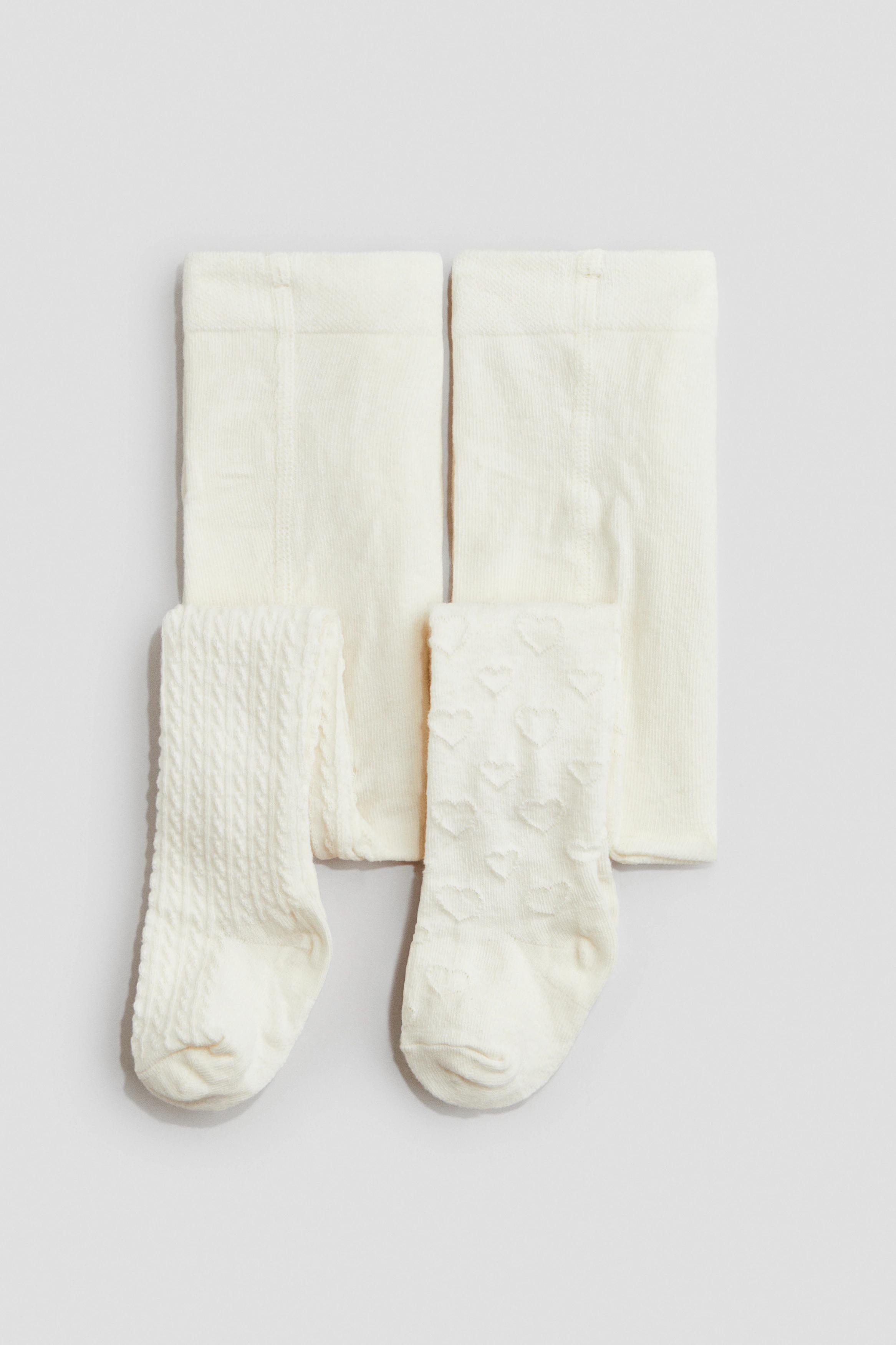 2-pack textured-knit tights — Cream