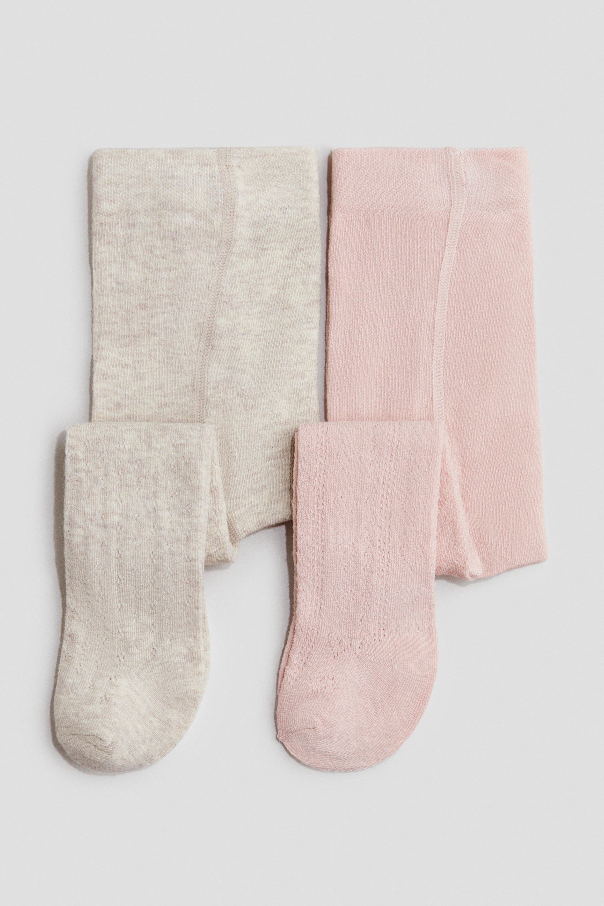 2-pack textured-knit tights — Light pink/Beige