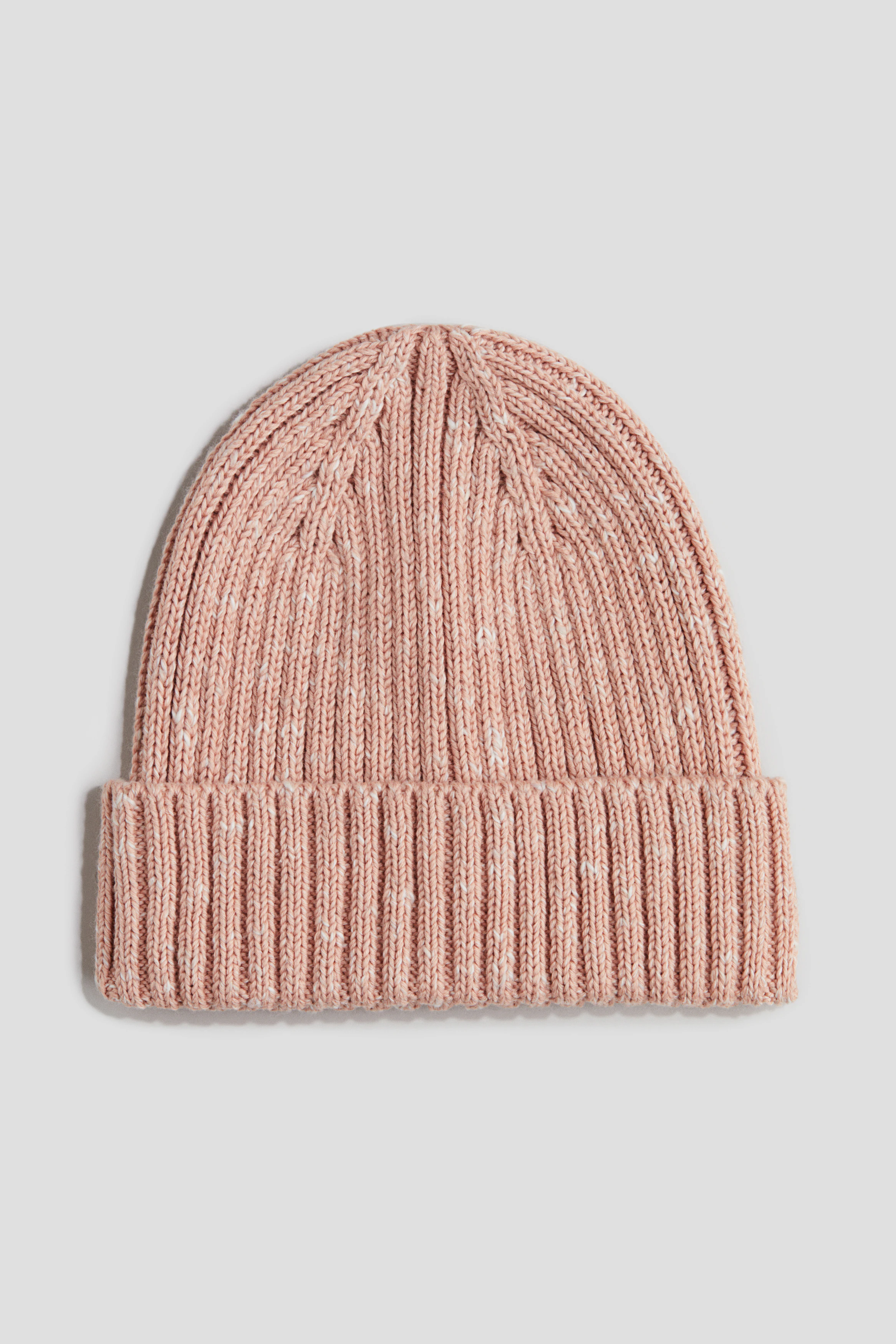 Rib-knit cotton beanie — Dark peach