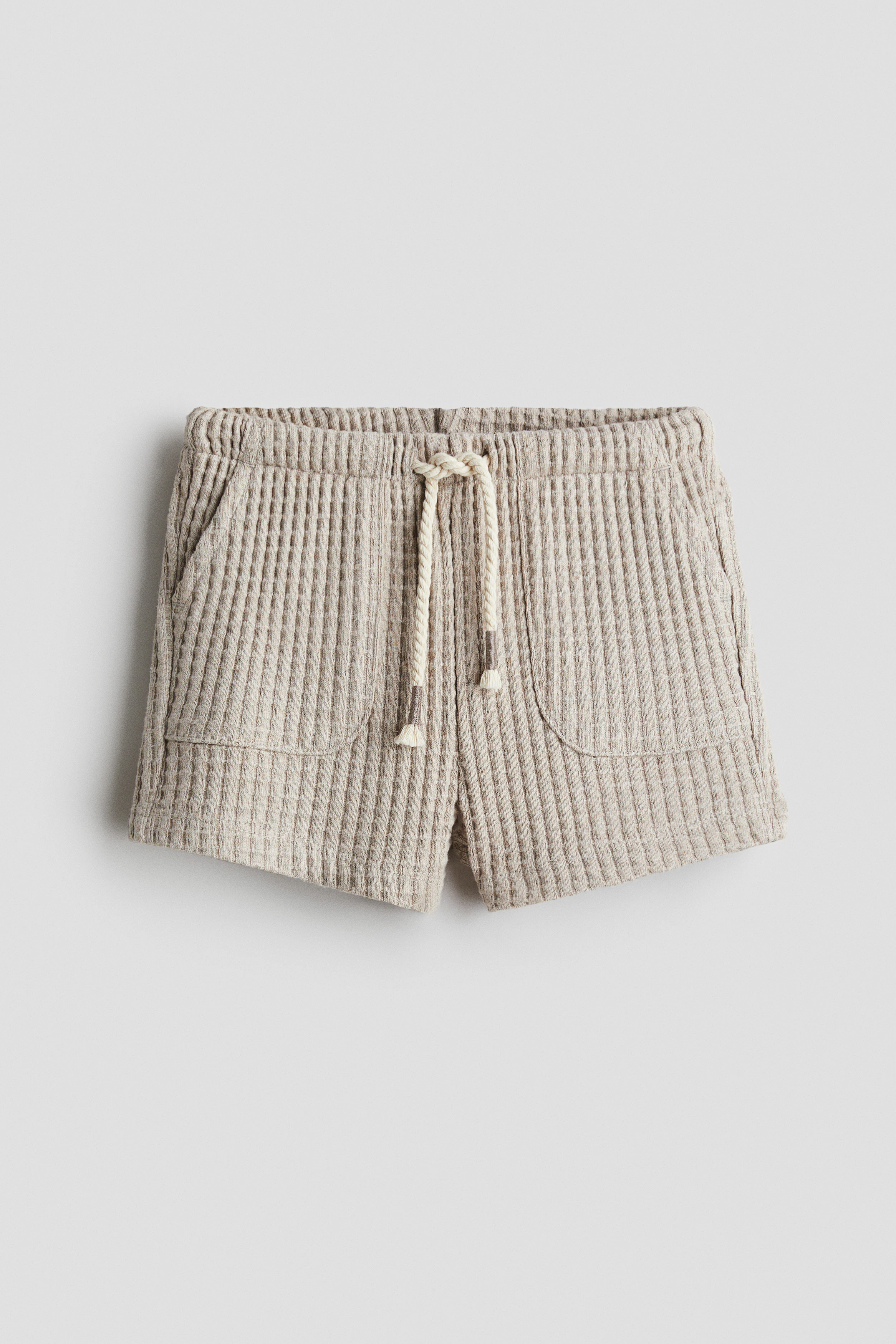 Waffled jersey shorts — Beige