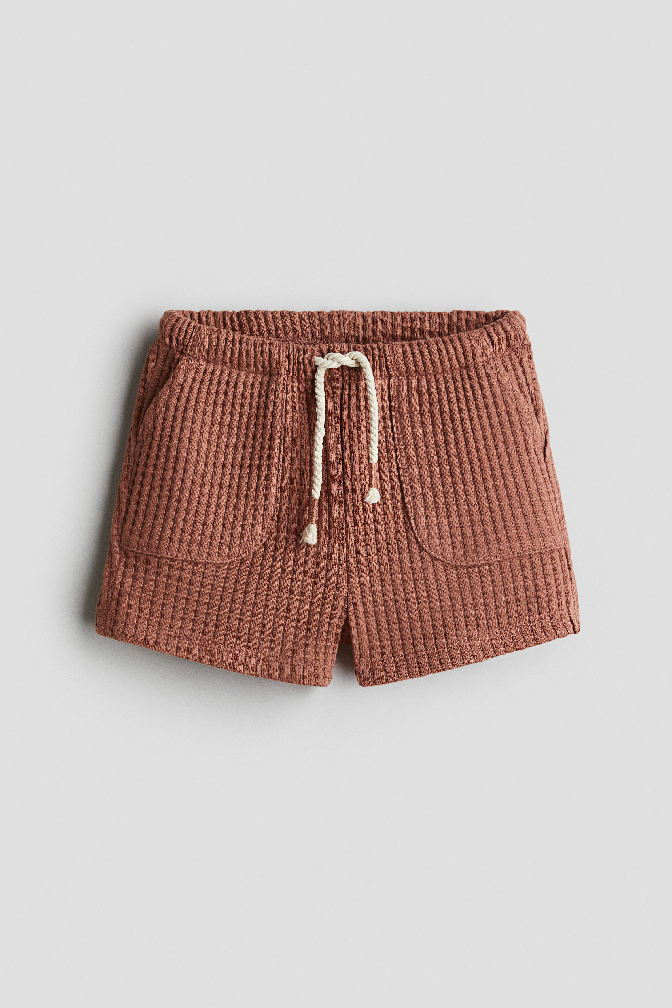 Waffled jersey shorts — Brown