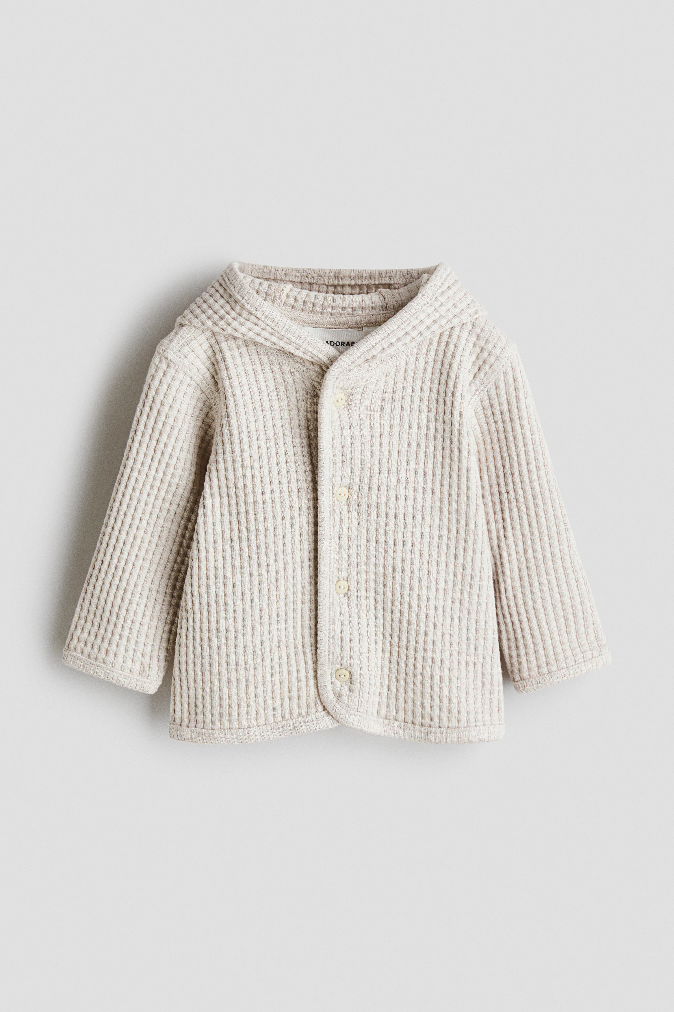 Waffled cotton cardigan — Light beige