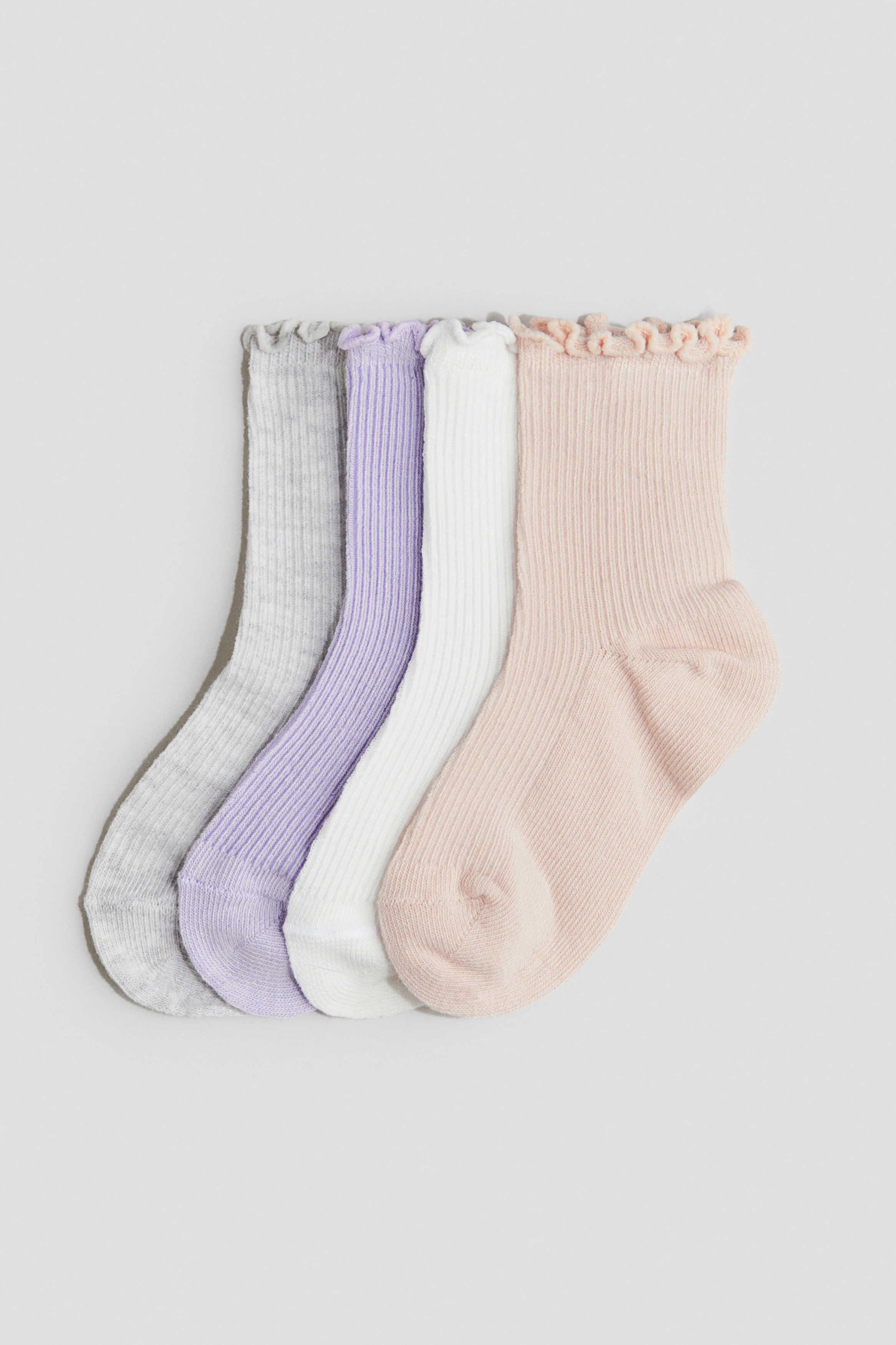 4-pack overlock-detail socks — Pink/Grey