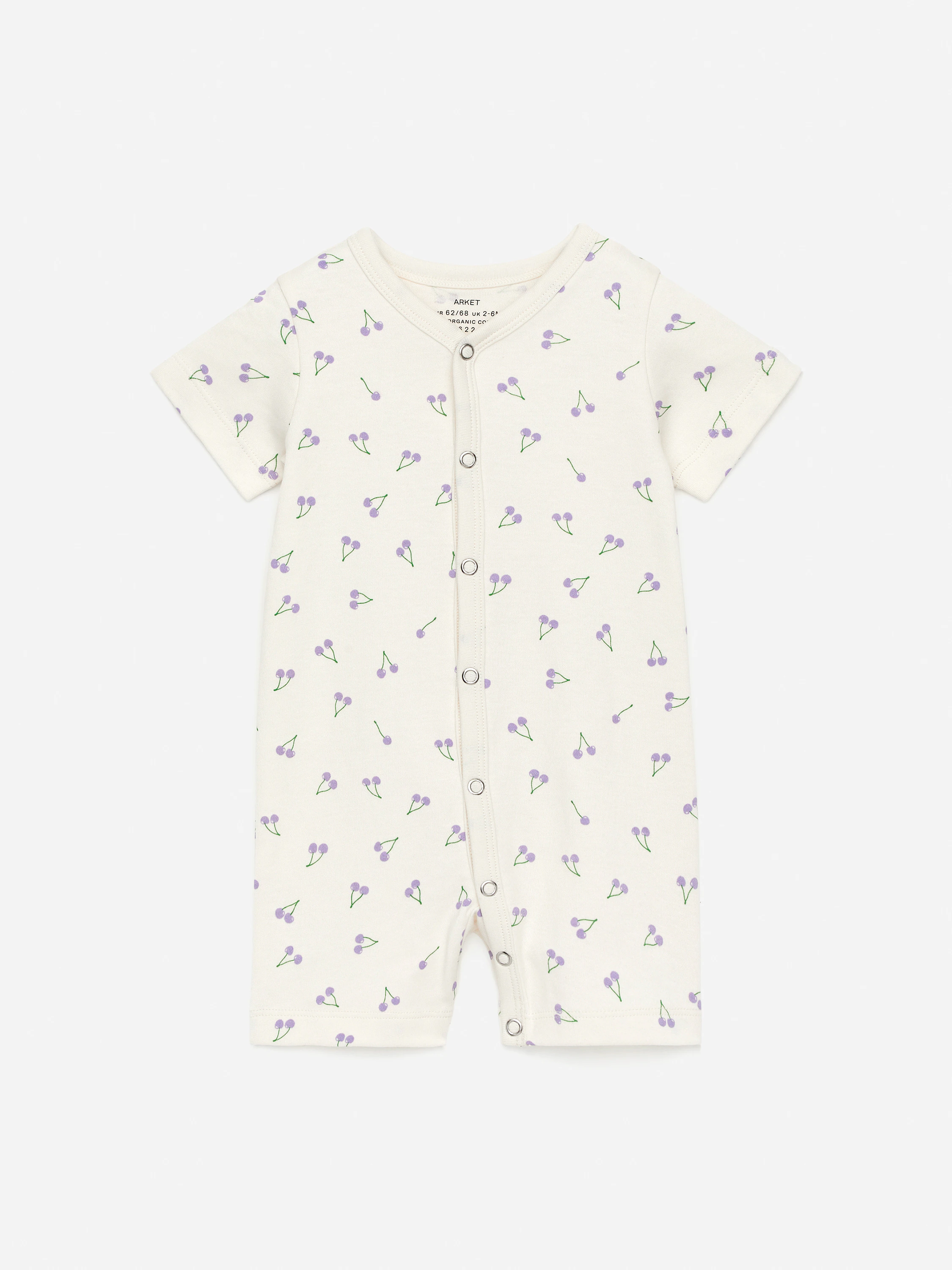 All-in-One Pyjama — Off White/Lilac Cherries