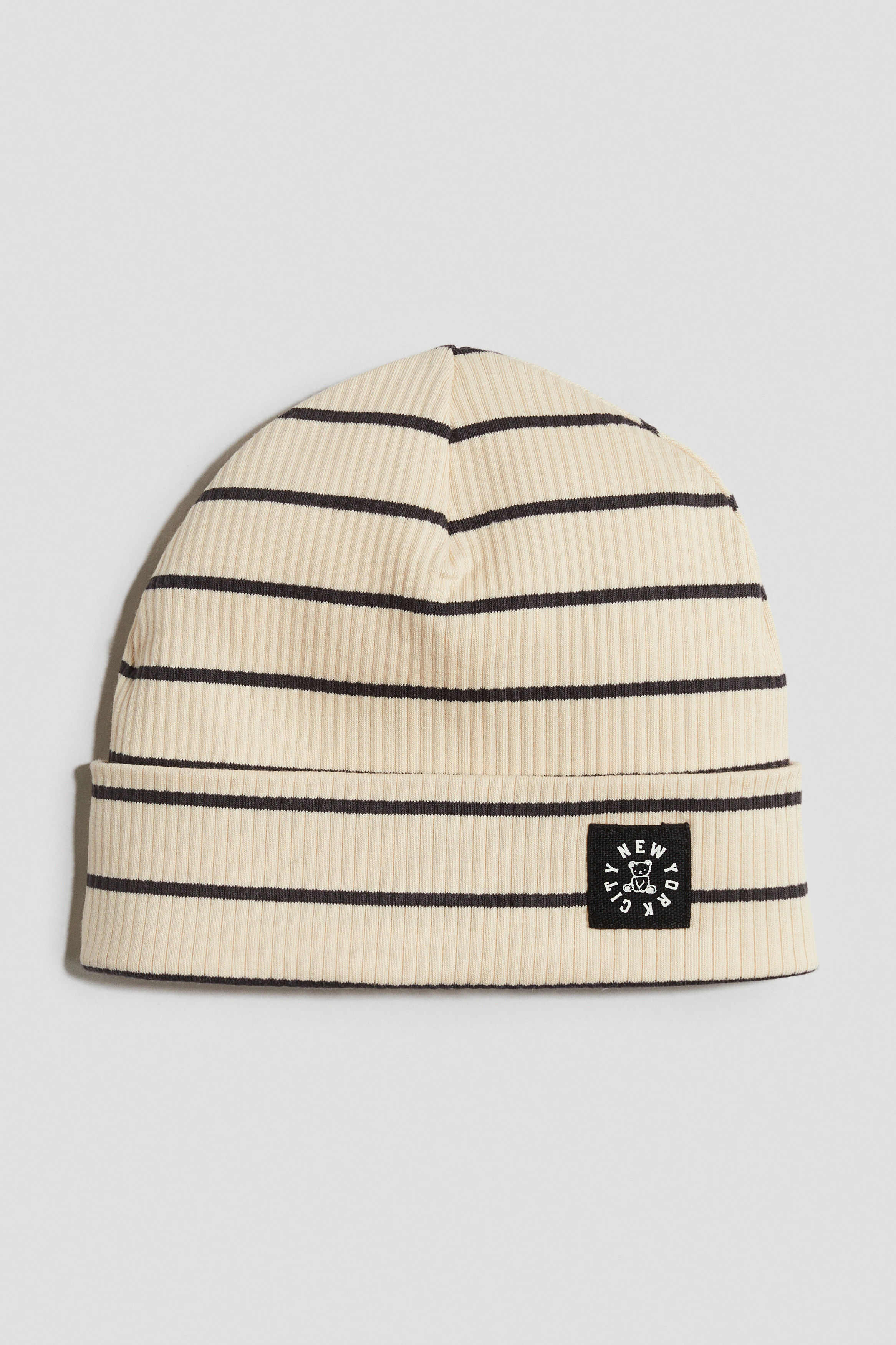 Jersey beanie — Beige/Striped