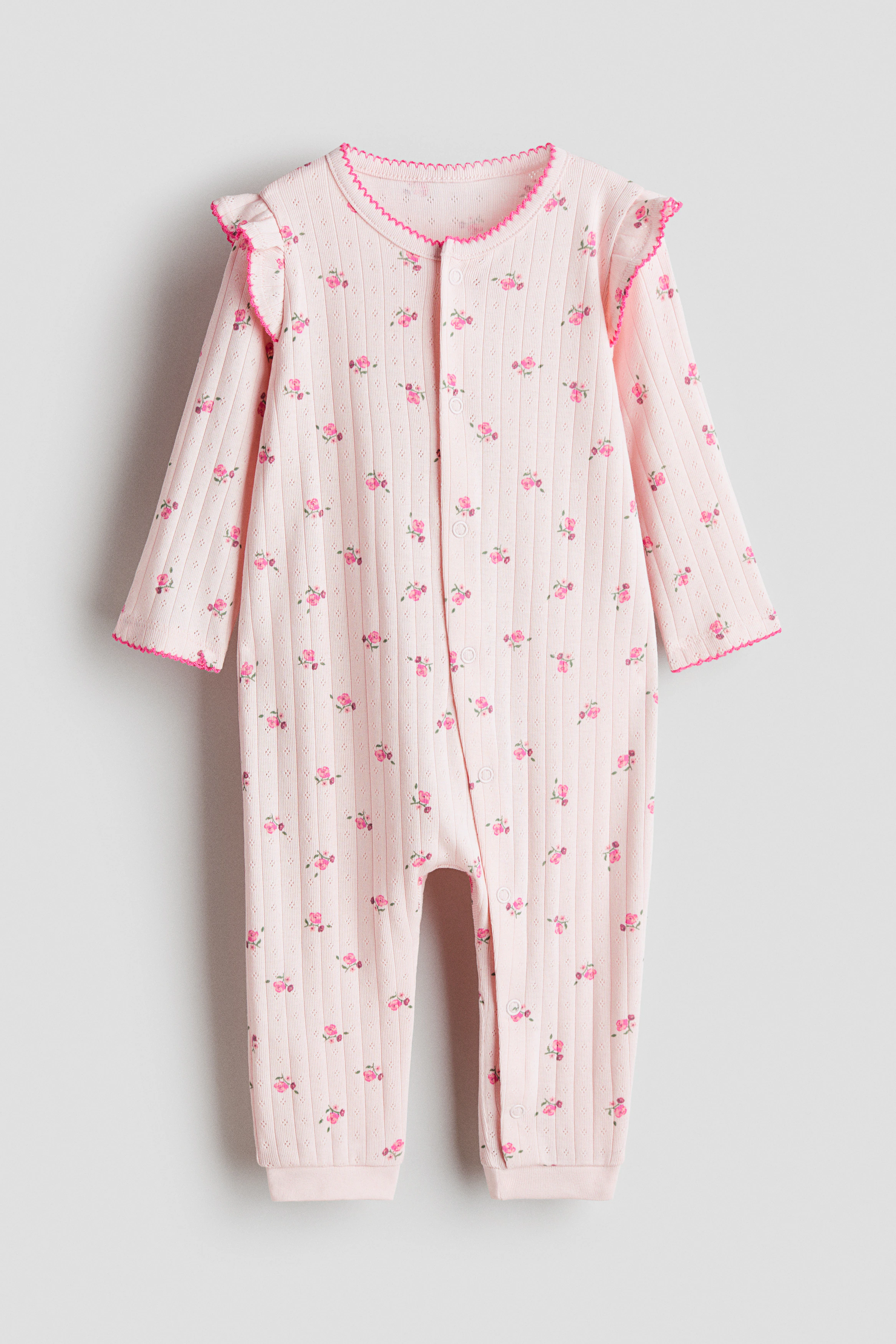 Cotton pointelle sleepsuit — Light pink/Floral