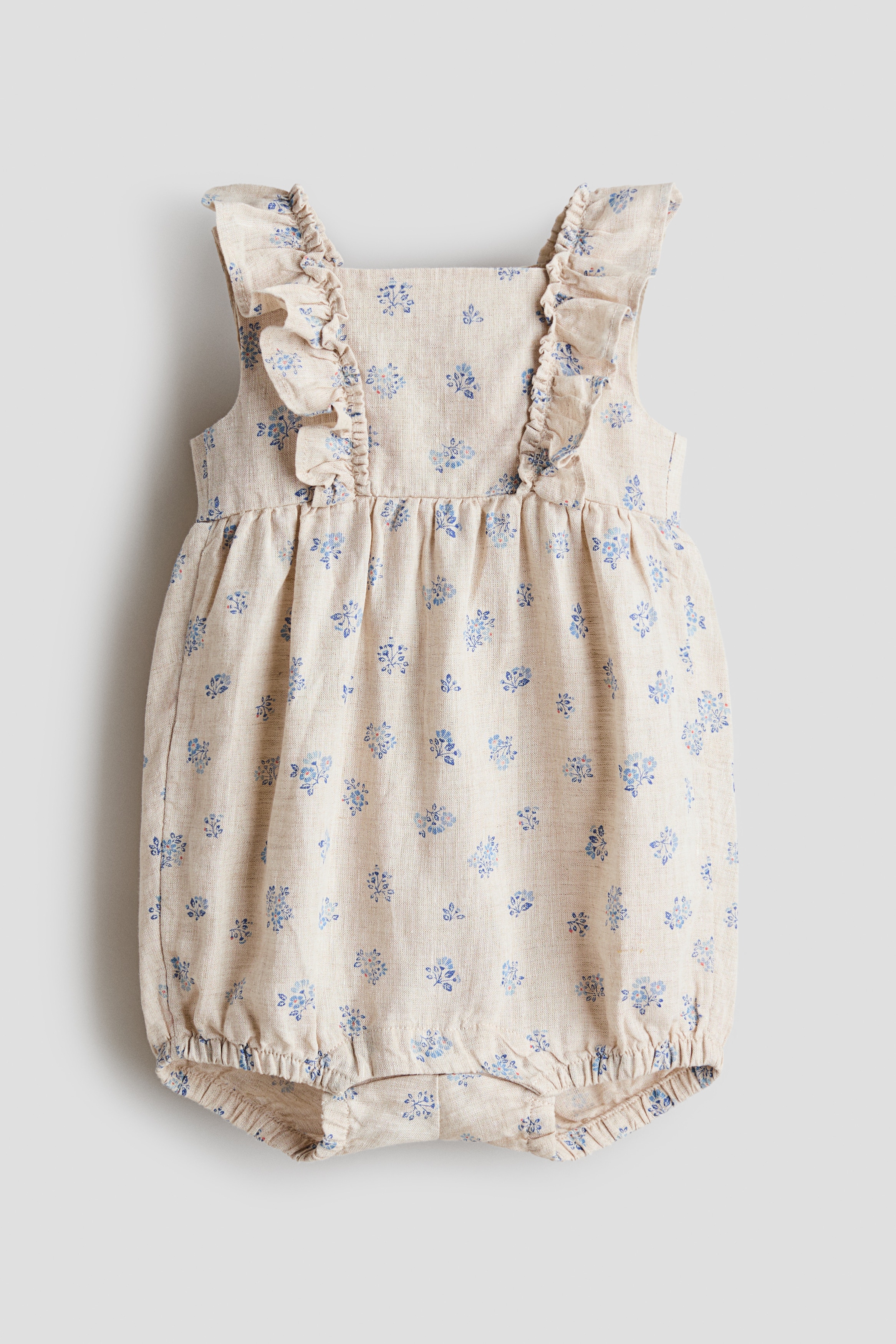 Linen romper suit — Beige/Floral