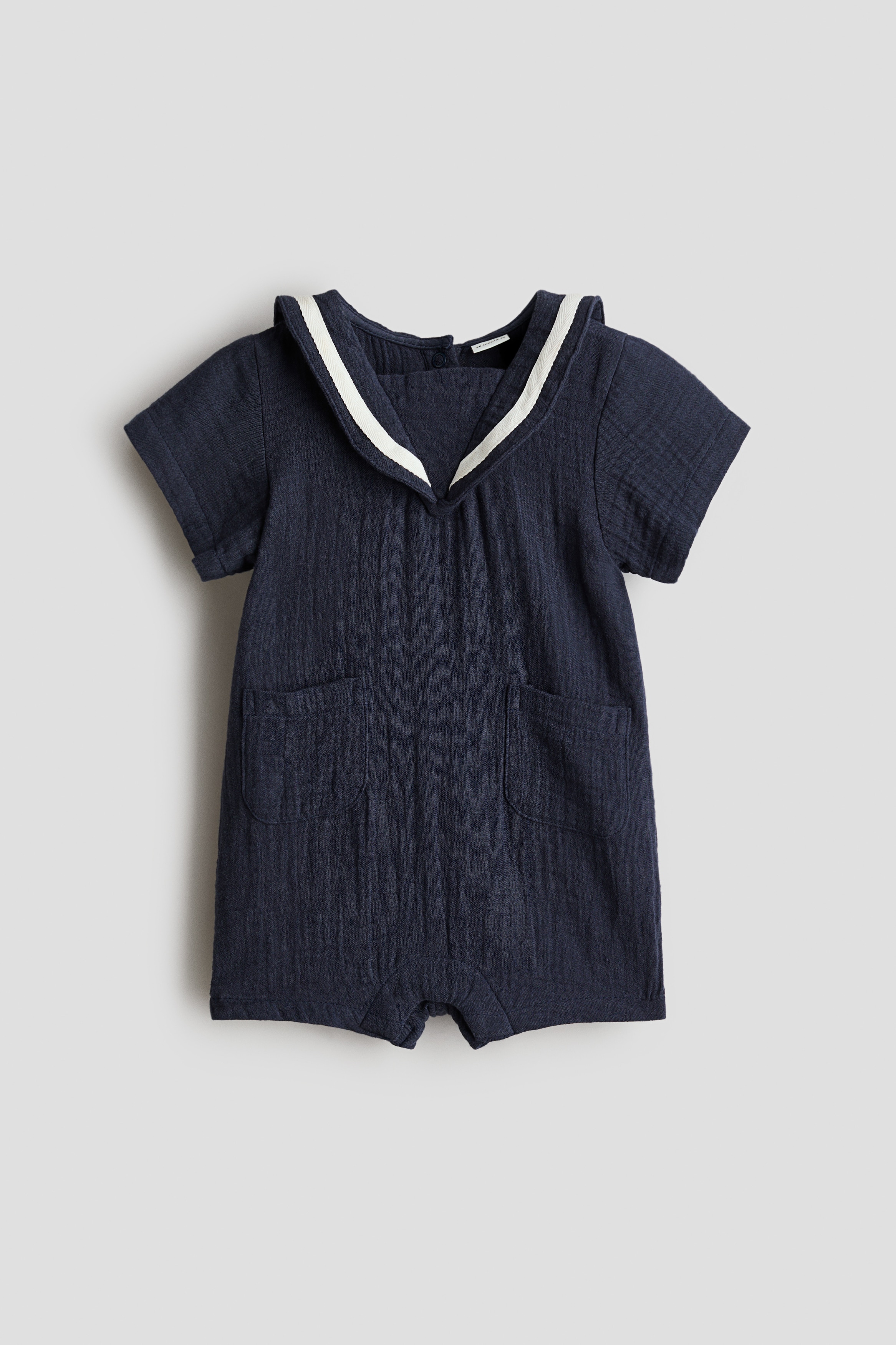 Muslin sailor romper suit — Navy blue