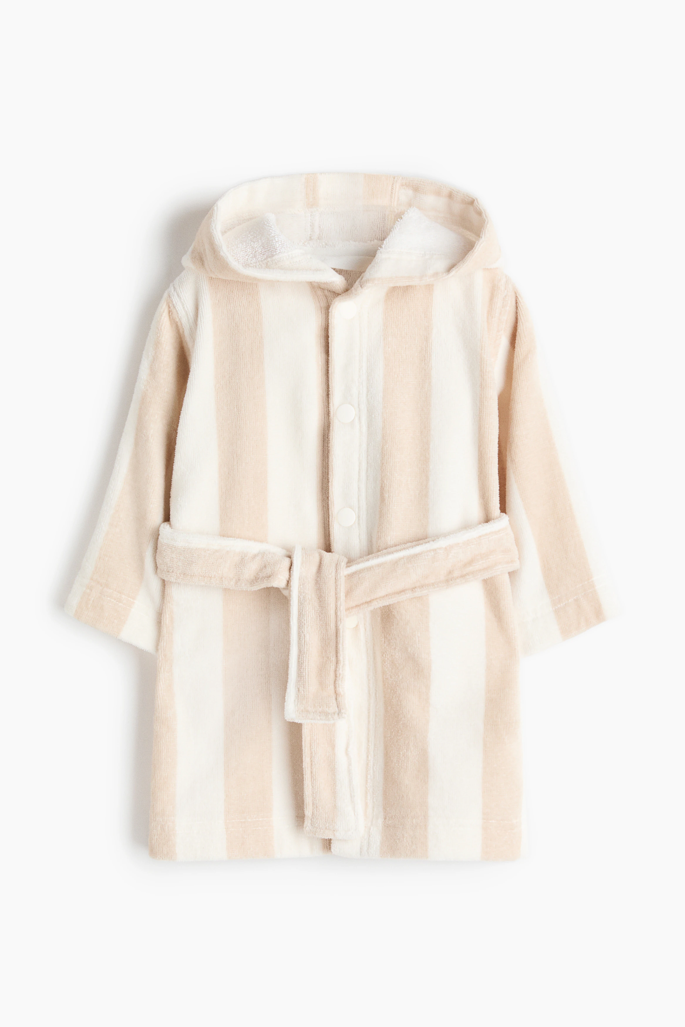Baby terry dressing gown — Light beige/Striped