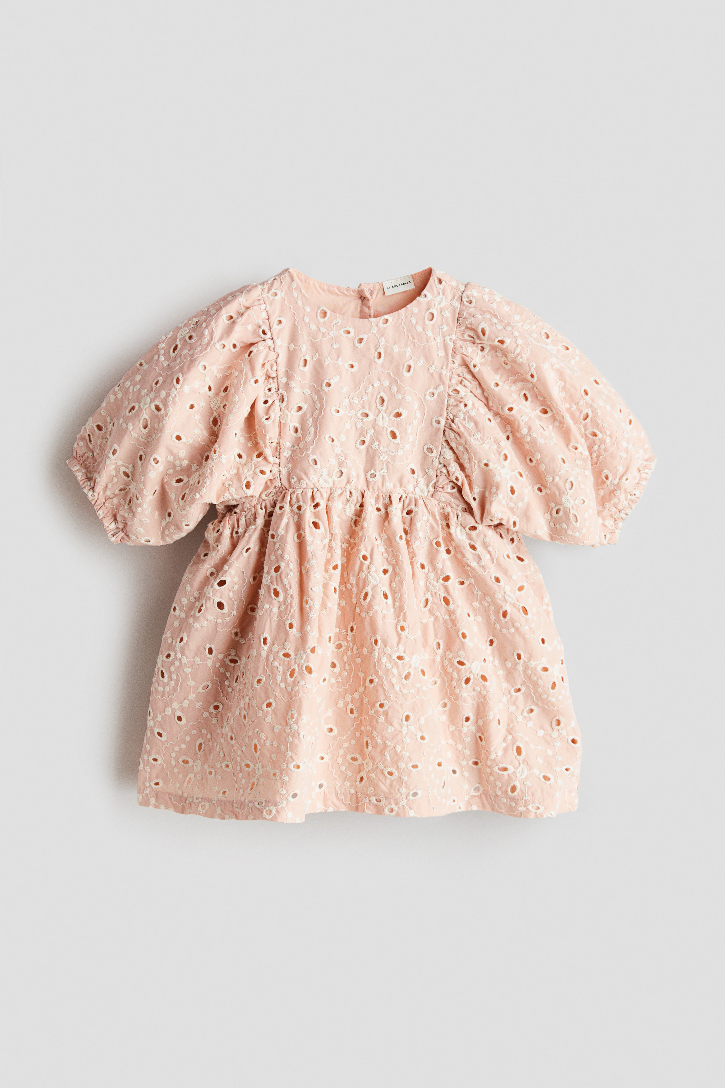 Broderie anglaise cotton dress — Light dusty pink/Floral