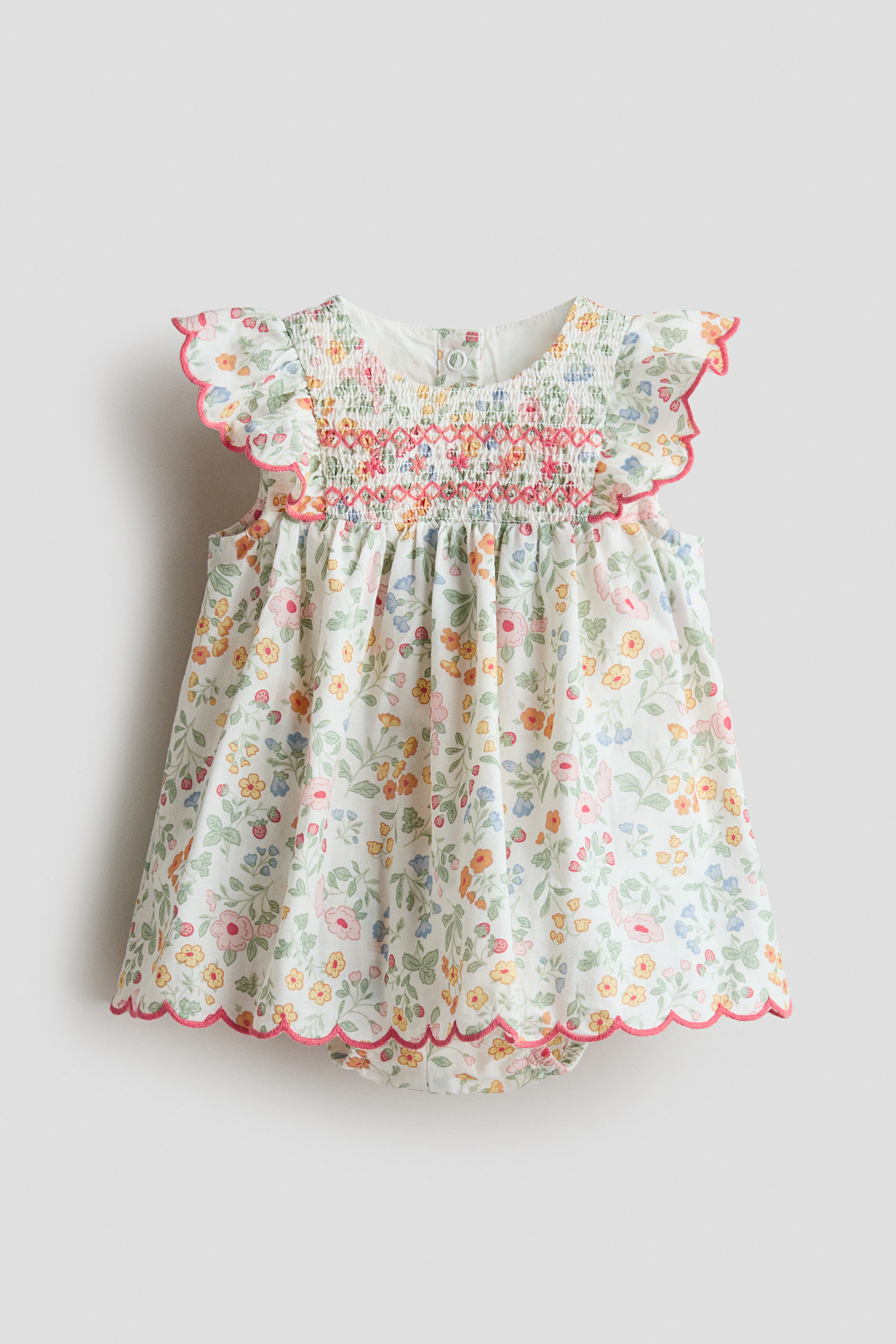 Cotton bodysuit dress — White/Floral