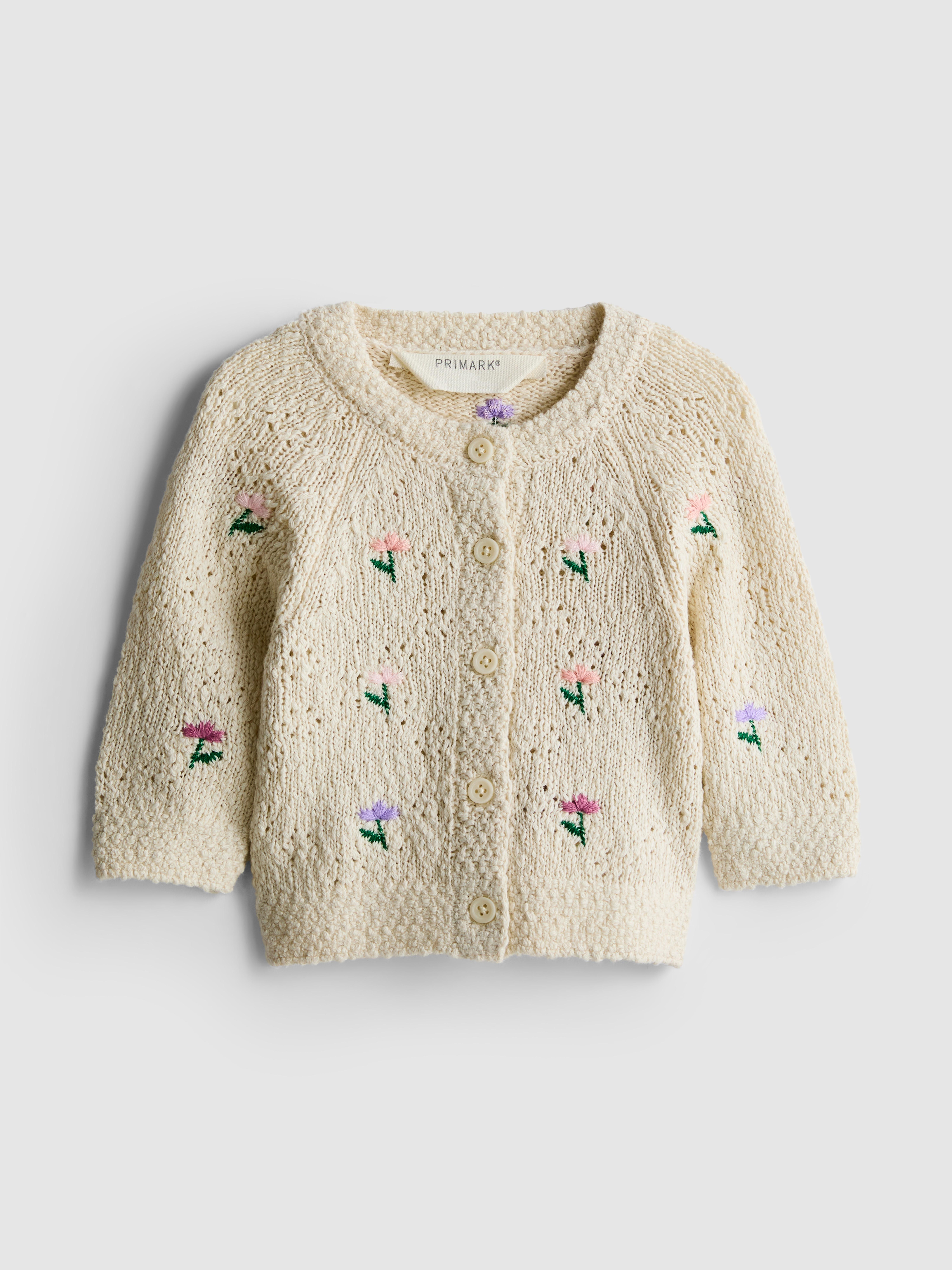 0-18mths | Floral Embroidered Newborn Cardigan