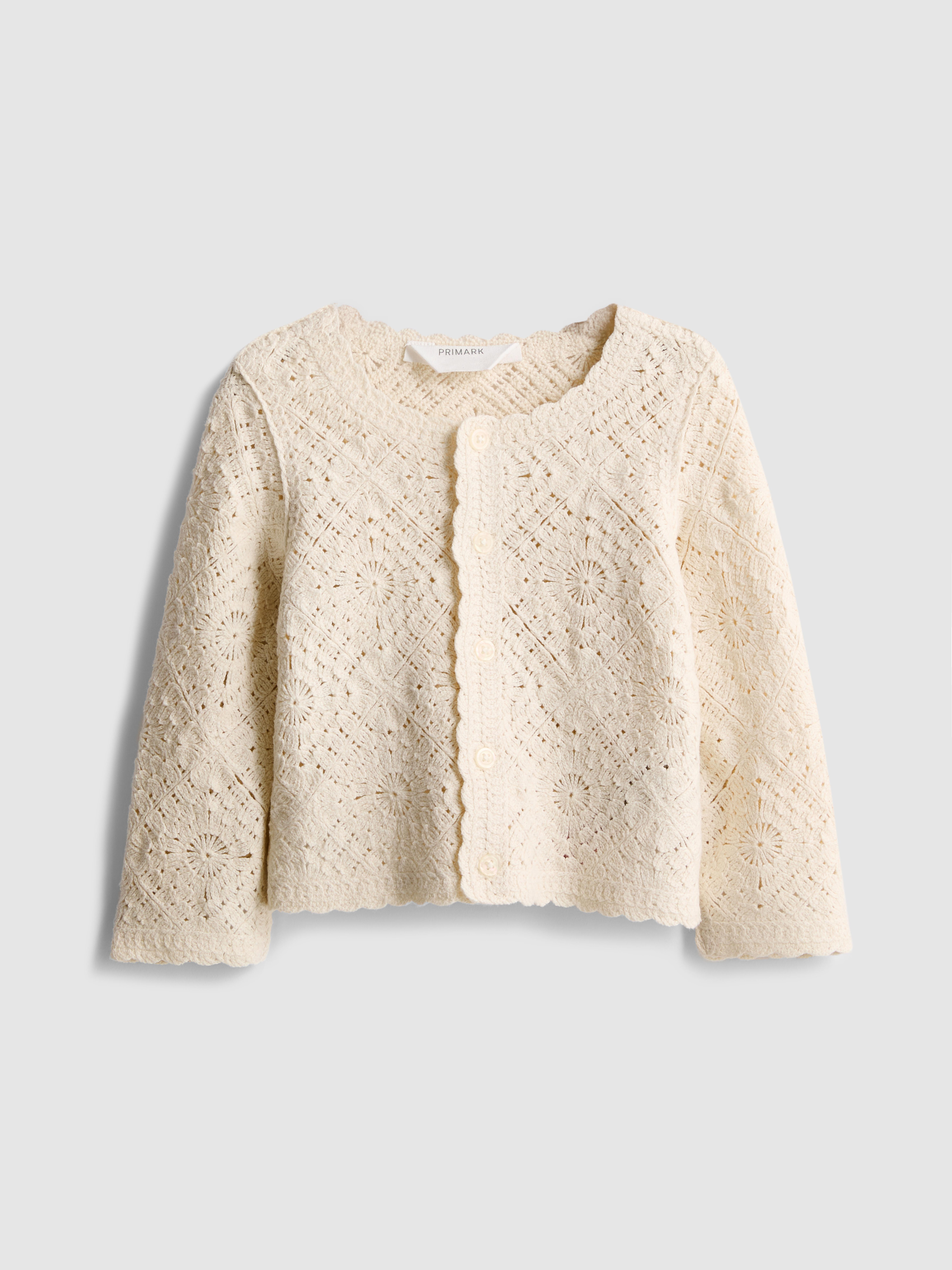 0-36mths | Crochet Scallop Trim Cardigan