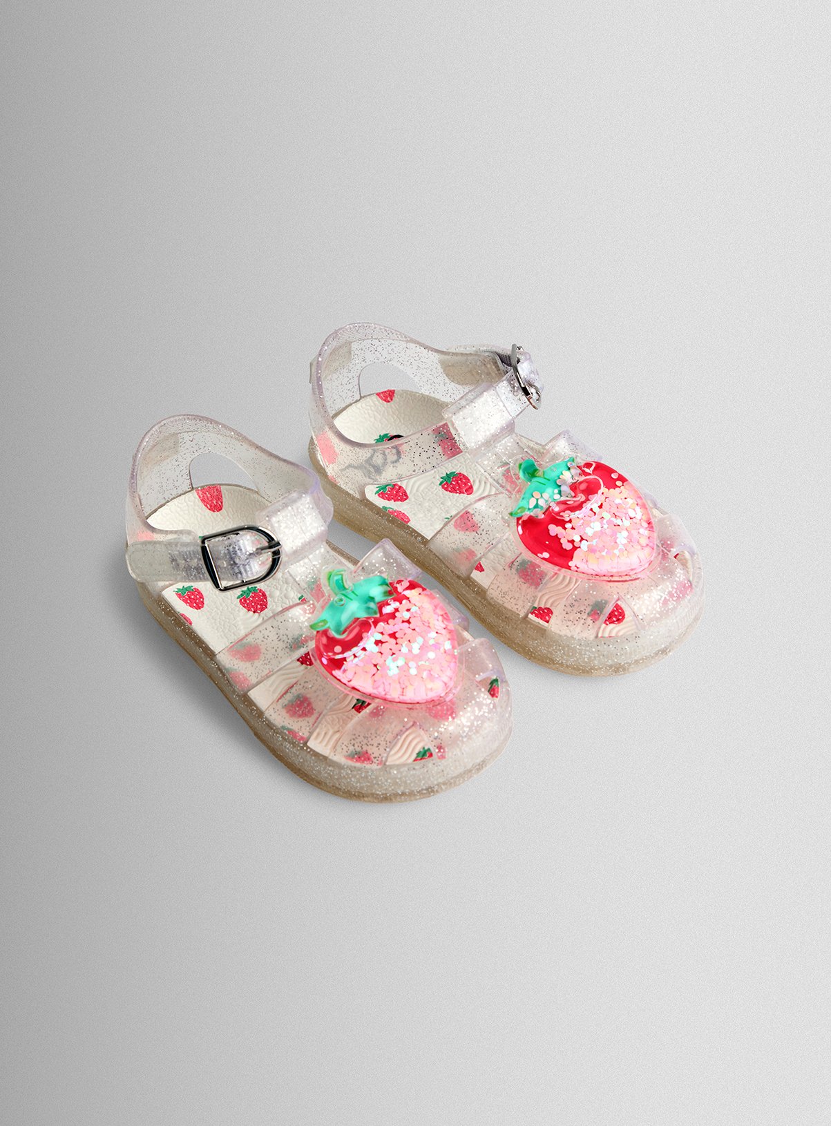 JOJO MAMAN BÉBÉ Strawberry Glitter Jelly Sandals — Pink